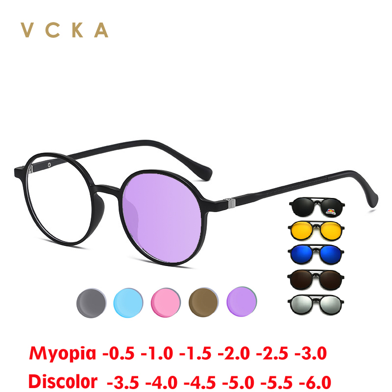 Mens Fashion Discord - VCKA Round Discoloration Myopia Glasses Fashion