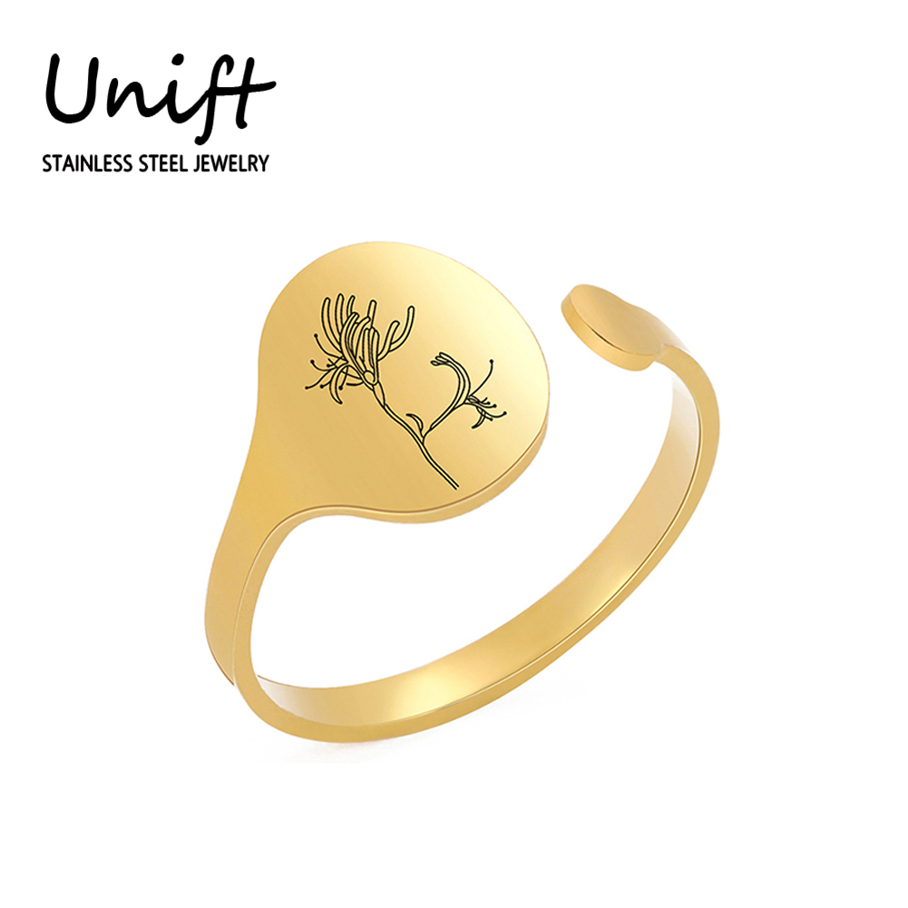 Men'S Fashion Today - Unift Month Flower Ring Stainless Steel