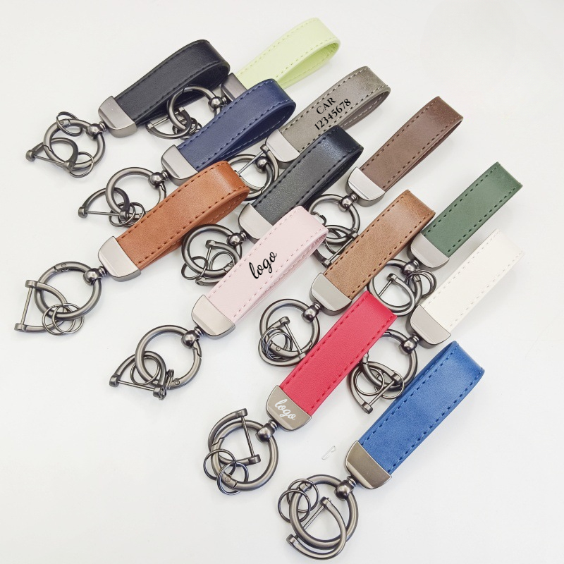 Mens Fashion Discord - Laser Custom LOGO Discolored Leather Keychain