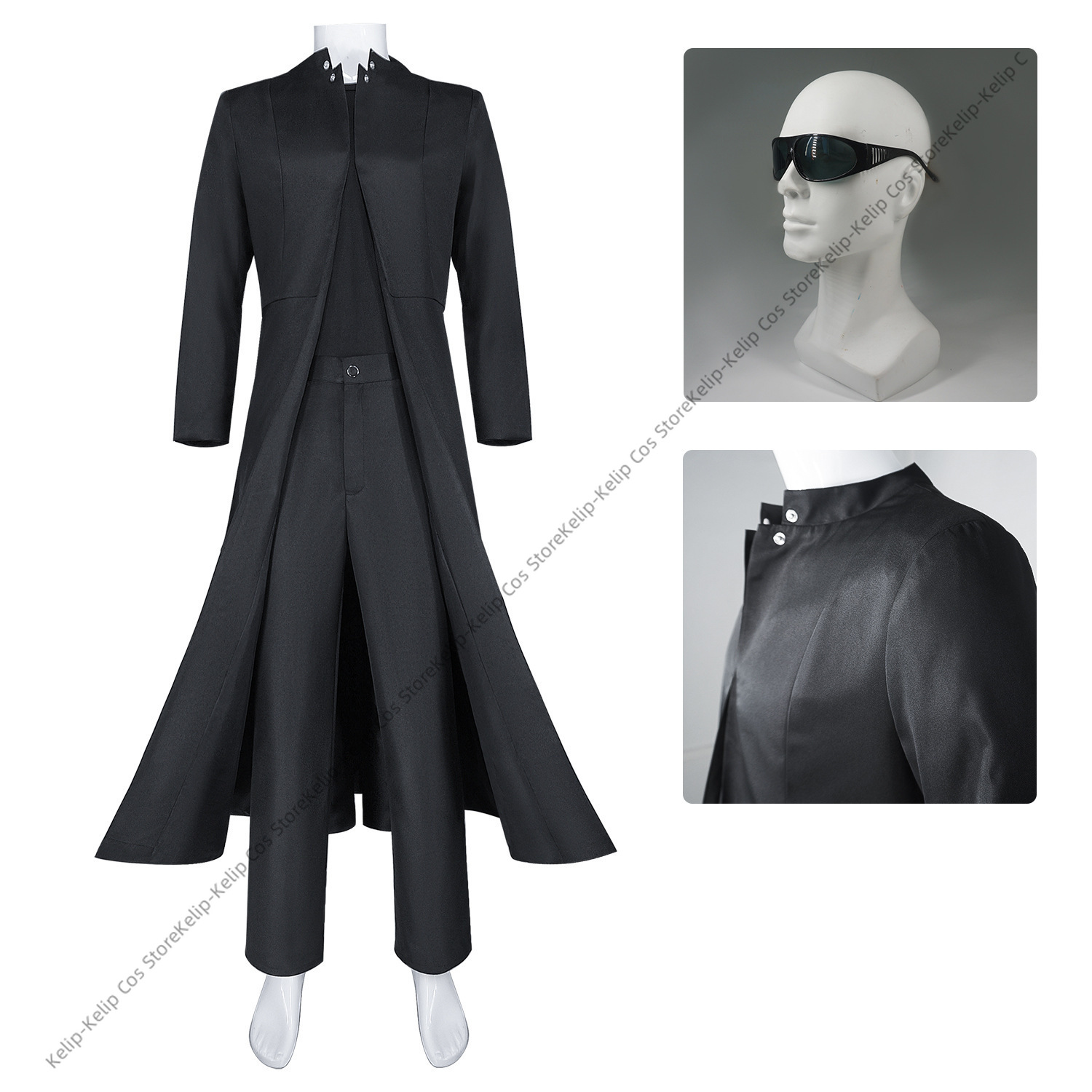 Black Cyber Agent Cosplay Cost - Trench Coat Men 评论和价格
