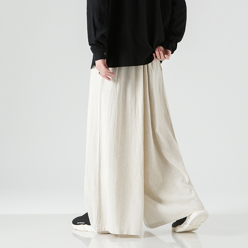 2023 Fashion Men Linen Wide Le - Men'S Fashion Linen Pants 评论和价格