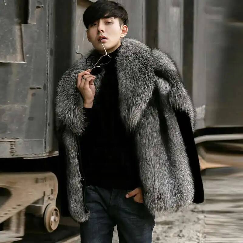 Autumn Men's Faux Fur Coat Fas - Men'S Fashion X 评论和价格
