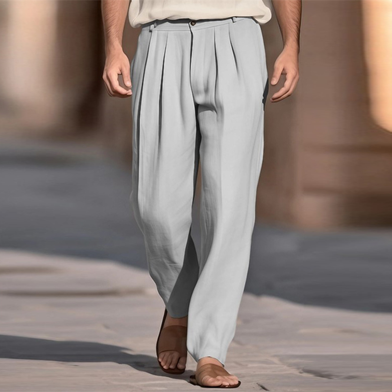 Casual Breathable Solid Color  - Men'S Fashion Linen Pants 评论和价格