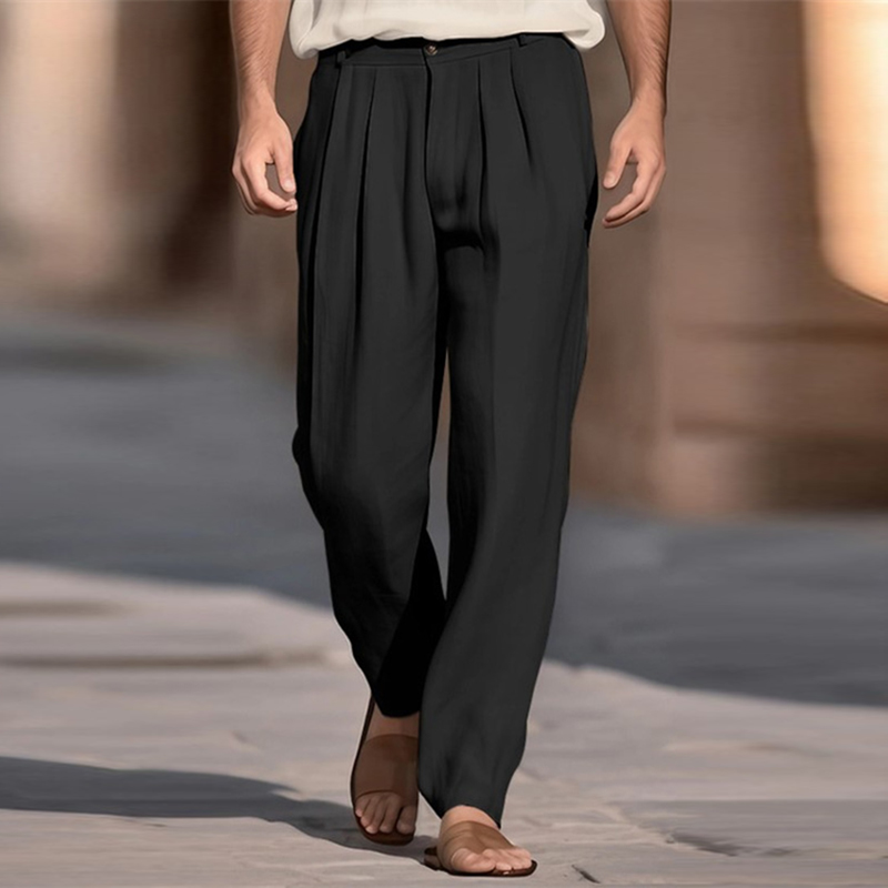 Casual Breathable Solid Color  - Men'S Fashion Linen Pants 评论和价格