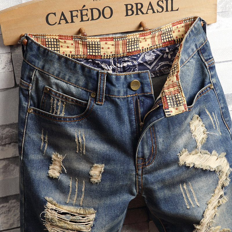 Ripped Hip-hop Denim Shorts Me - Men'S Fashion Linen Pants 评论和价格