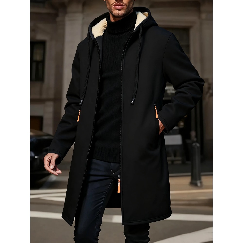 Men's Winter Warm Long Coat Zi - Windbreaker Men Zip 评论和价格