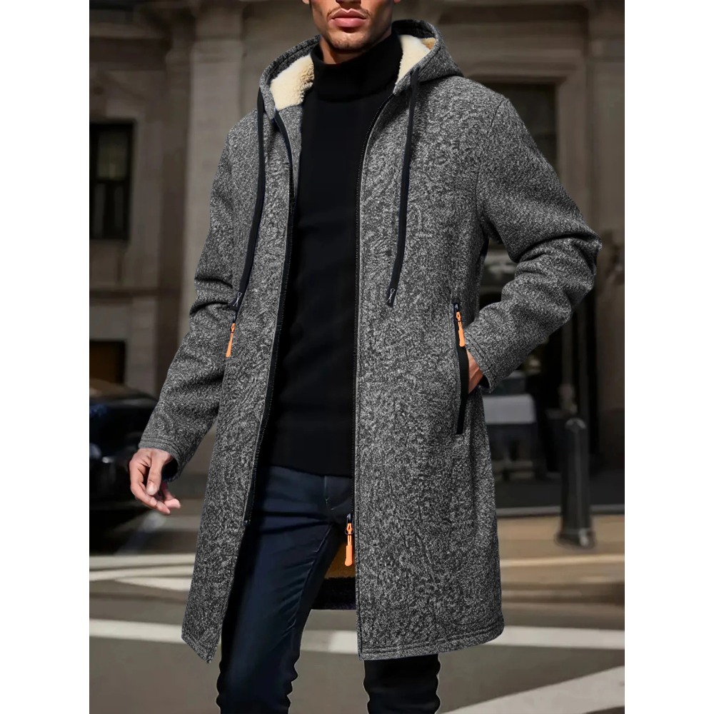Men's Winter Warm Long Coat Zi - Windbreaker Men Zip 评论和价格