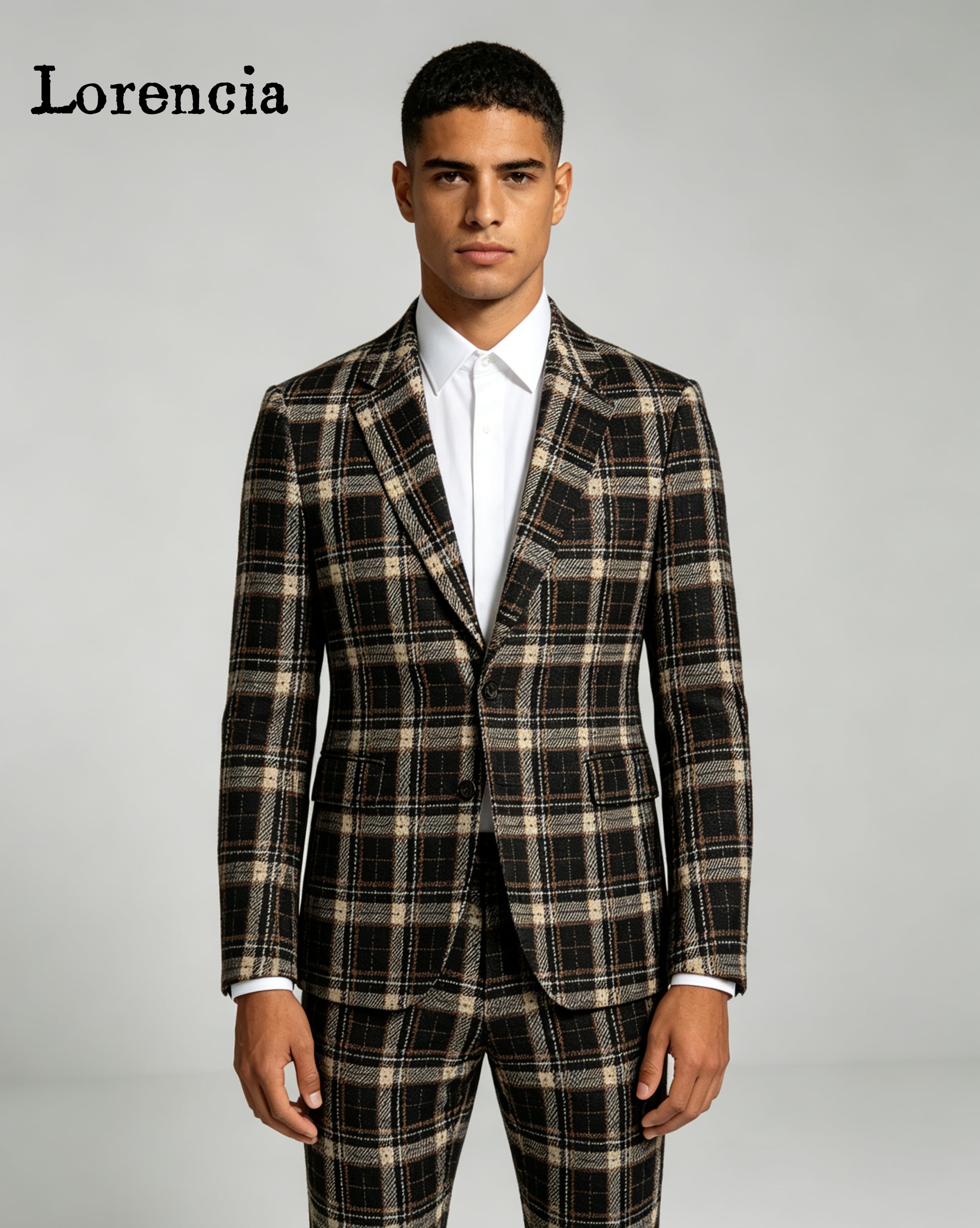 Fashion Plaid Men Suits Notch  - Mens Fashion Trajes 评论和价格