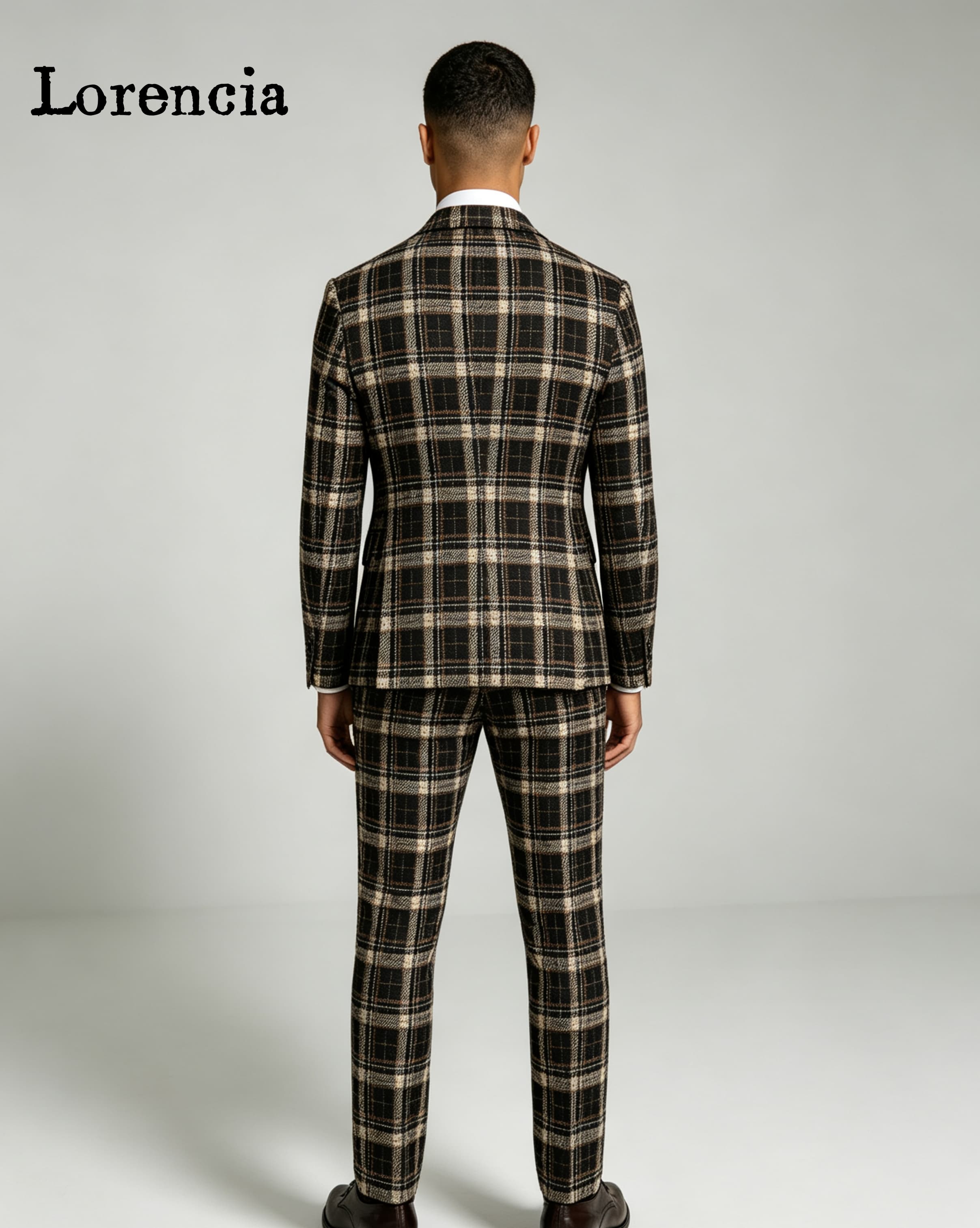 Fashion Plaid Men Suits Notch  - Mens Fashion Trajes 评论和价格