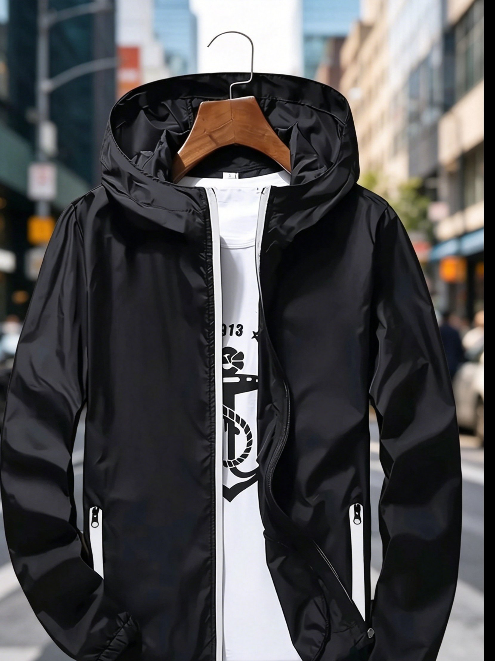 Men's Premium Lightweight Hood - Windbreaker Men Zip 评论和价格