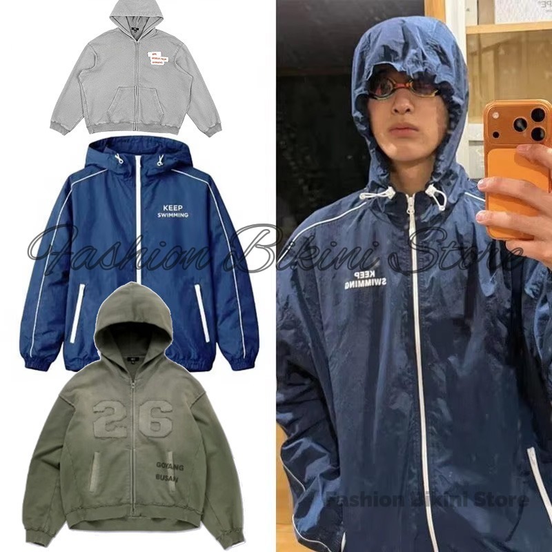 Gradient Grey Hooded Windbreak - Windbreaker Men Zip 评论和价格